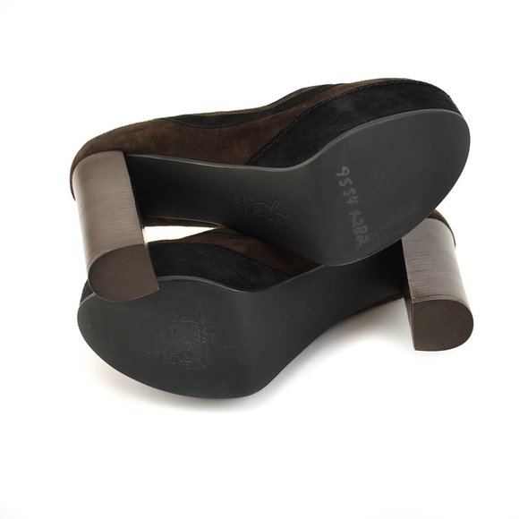MARNI: Dark Brown/Black, Leather Platform Heels - Picture 8 of 8